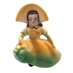 Vintage 1950s Southern Belle Ceramic Planter MCM Vase Dutch Girl